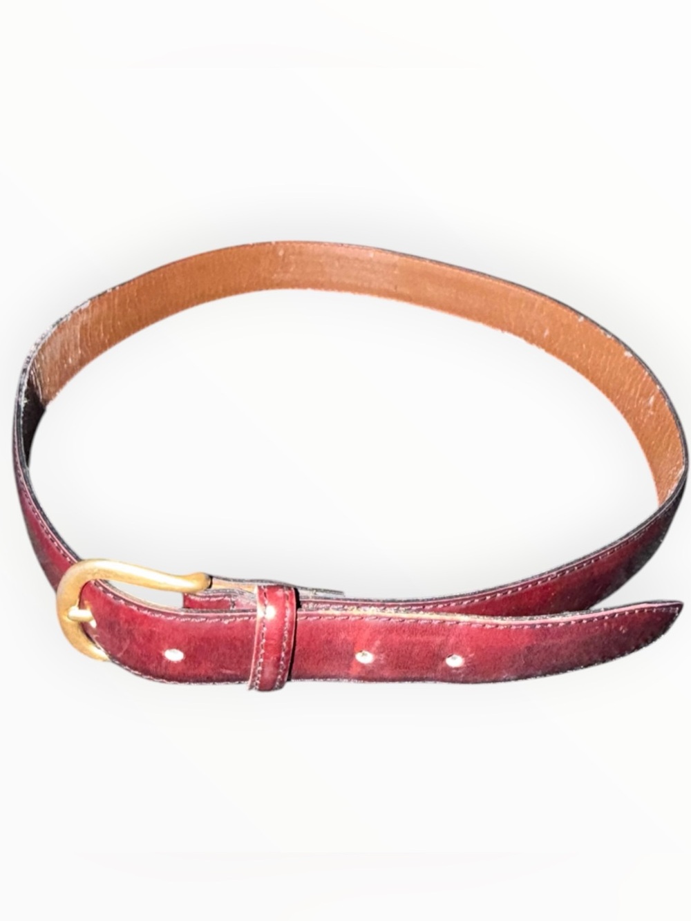 Vintage Pierre Cardin Burgundy Leather Belt Gold Buckle Size 36 Flawed